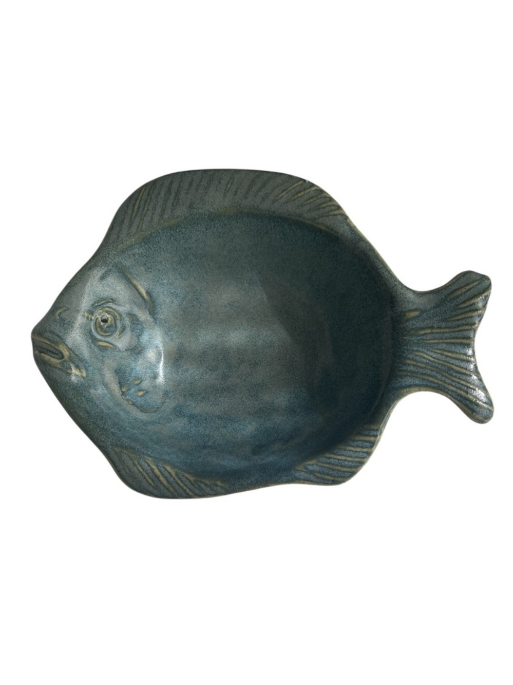 Studio Pottery Stoneware Fish Bowl. Blue Green